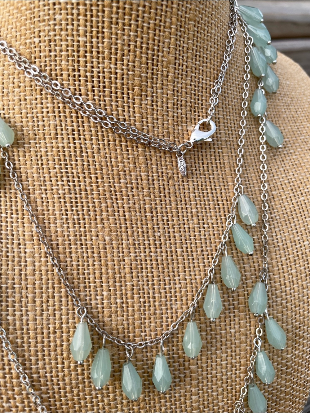Avon Silver-Tone Layered Necklace with Aqua Teardrops - Picture 3 of 3